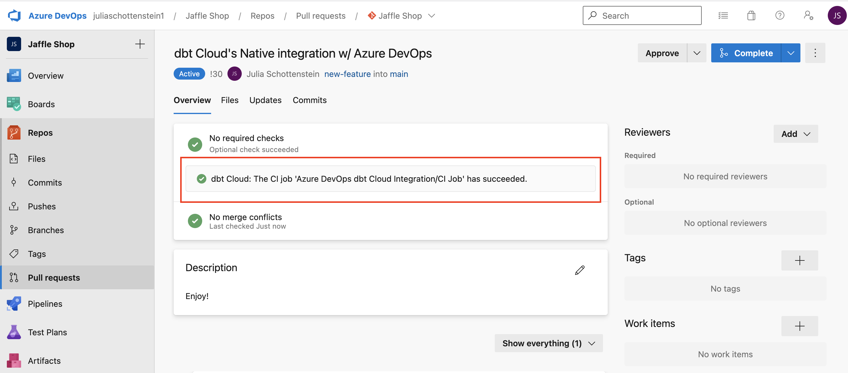 Azure DevOps pull request